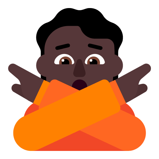 Microsoft design of the person gesturing NO: dark skin tone emoji verson:Windows-11-22H2