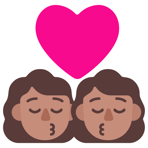 Microsoft design of the kiss: woman woman medium skin tone emoji verson:Windows-11-22H2