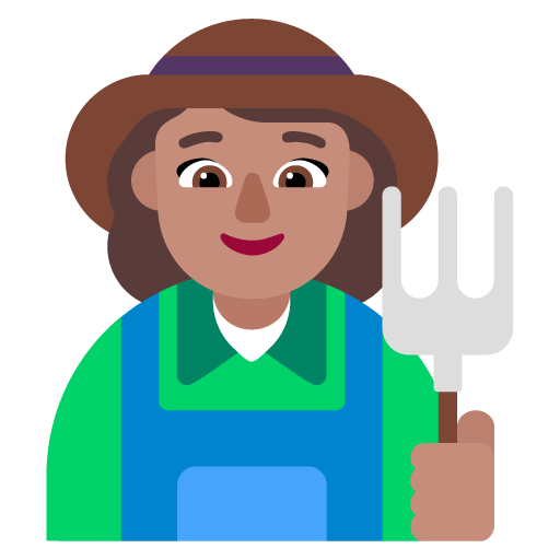 Microsoft design of the woman farmer: medium skin tone emoji verson:Windows-11-22H2
