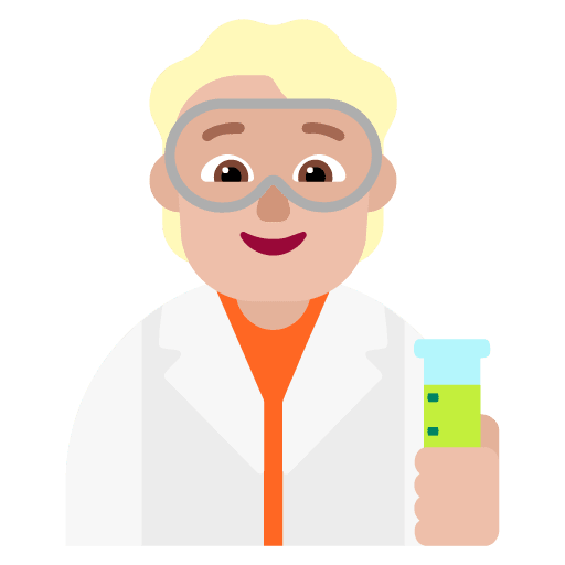 Microsoft design of the scientist: medium-light skin tone emoji verson:Windows-11-22H2