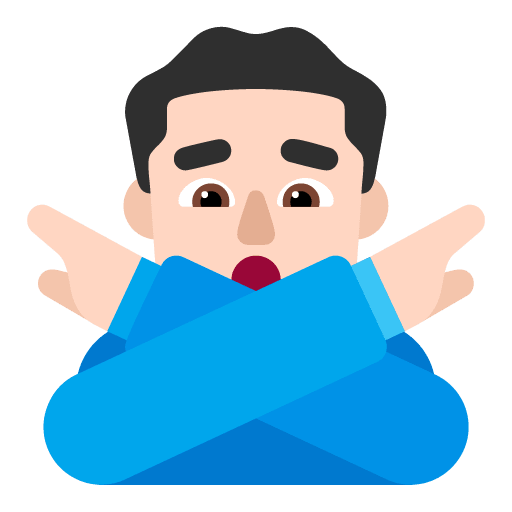 Microsoft design of the man gesturing NO: light skin tone emoji verson:Windows-11-22H2
