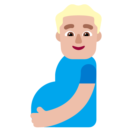 Microsoft design of the pregnant man: medium-light skin tone emoji verson:Windows-11-22H2