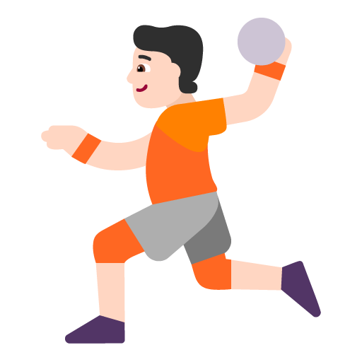 Microsoft design of the person playing handball: light skin tone emoji verson:Windows-11-22H2