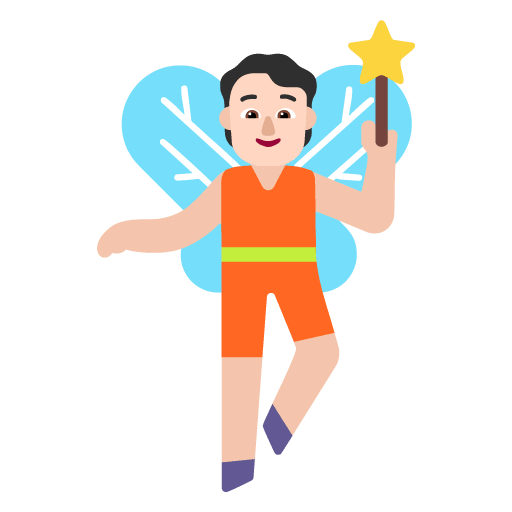 Microsoft design of the fairy: light skin tone emoji verson:Windows-11-22H2