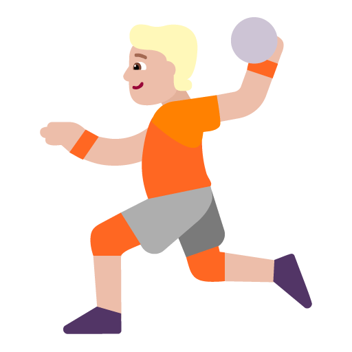 Microsoft design of the person playing handball: medium-light skin tone emoji verson:Windows-11-22H2