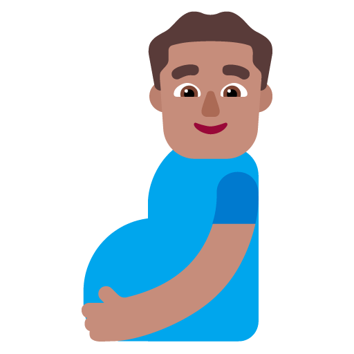 Microsoft design of the pregnant man: medium skin tone emoji verson:Windows-11-22H2