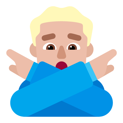 Microsoft design of the man gesturing NO: medium-light skin tone emoji verson:Windows-11-22H2