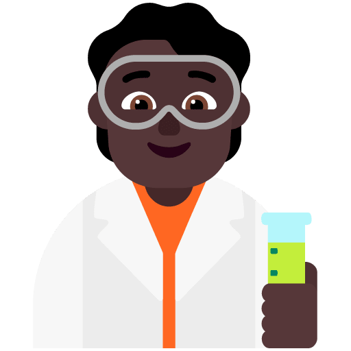 Microsoft design of the scientist: dark skin tone emoji verson:Windows-11-22H2