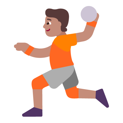 Microsoft design of the person playing handball: medium skin tone emoji verson:Windows-11-22H2