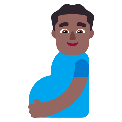Microsoft design of the pregnant man: medium-dark skin tone emoji verson:Windows-11-22H2
