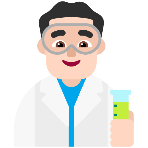 Microsoft design of the man scientist: light skin tone emoji verson:Windows-11-22H2