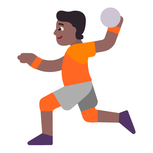 Microsoft design of the person playing handball: medium-dark skin tone emoji verson:Windows-11-22H2