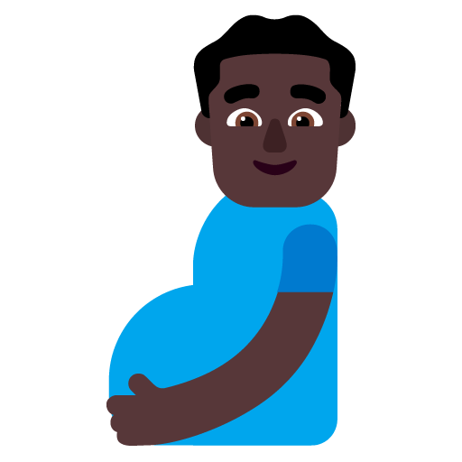 Microsoft design of the pregnant man: dark skin tone emoji verson:Windows-11-22H2