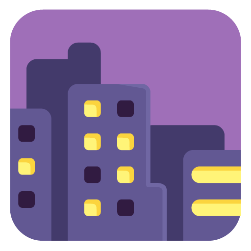 Microsoft design of the cityscape at dusk emoji verson:Windows-11-22H2