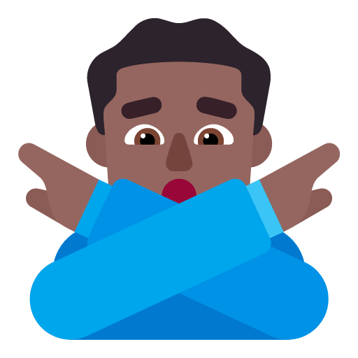 Microsoft design of the man gesturing NO: medium-dark skin tone emoji verson:Windows-11-22H2