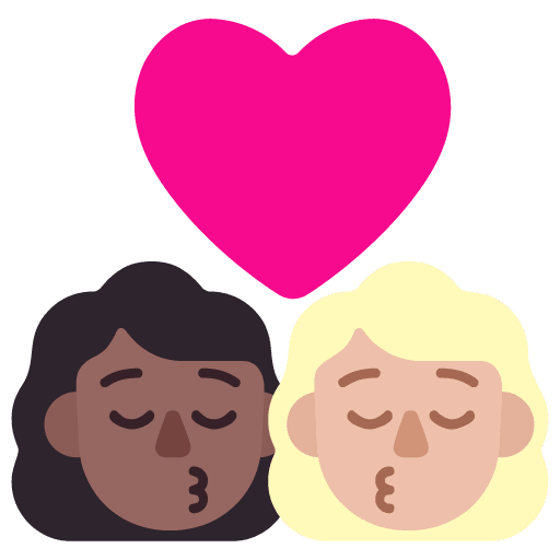 Microsoft design of the kiss: woman woman medium-dark skin tone medium-light skin tone emoji verson:Windows-11-22H2