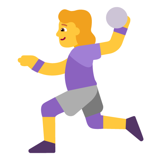 Microsoft design of the woman playing handball emoji verson:Windows-11-22H2