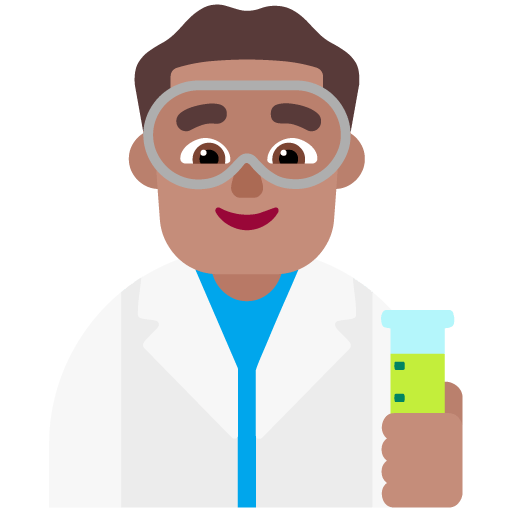 Microsoft design of the man scientist: medium skin tone emoji verson:Windows-11-22H2
