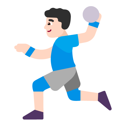 Microsoft design of the man playing handball: light skin tone emoji verson:Windows-11-22H2