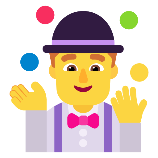 Microsoft design of the man juggling emoji verson:Windows-11-22H2