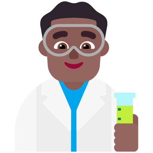 Microsoft design of the man scientist: medium-dark skin tone emoji verson:Windows-11-22H2