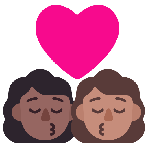 Microsoft design of the kiss: woman woman medium-dark skin tone medium skin tone emoji verson:Windows-11-22H2