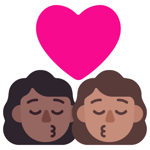 Microsoft design of the kiss: woman woman medium-dark skin tone medium skin tone emoji verson:Windows-11-22H2