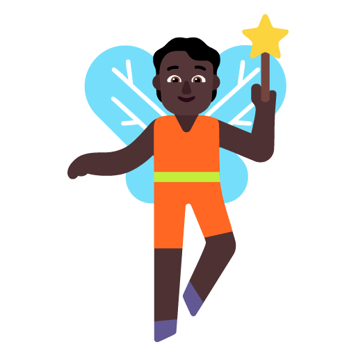 Microsoft design of the fairy: dark skin tone emoji verson:Windows-11-22H2