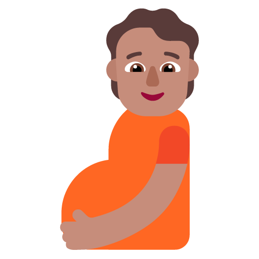 Microsoft design of the pregnant person: medium skin tone emoji verson:Windows-11-22H2