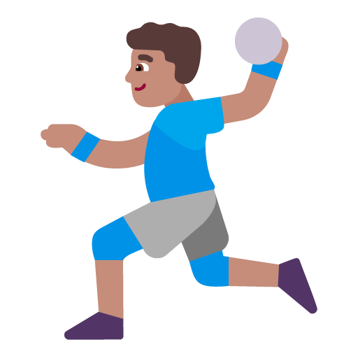 Microsoft design of the man playing handball: medium skin tone emoji verson:Windows-11-22H2