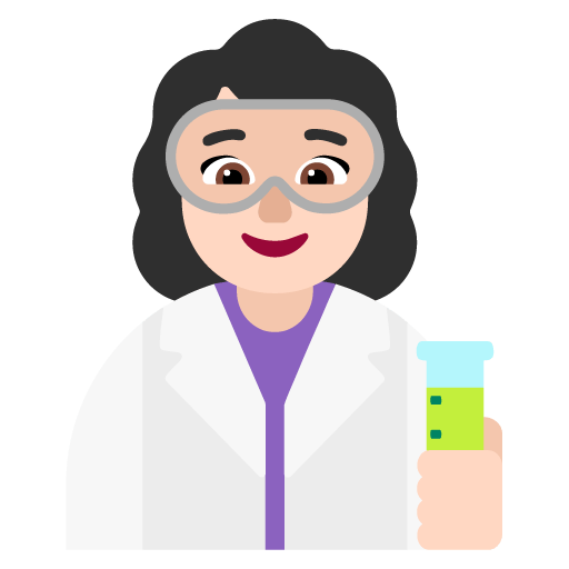 Microsoft design of the woman scientist: light skin tone emoji verson:Windows-11-22H2