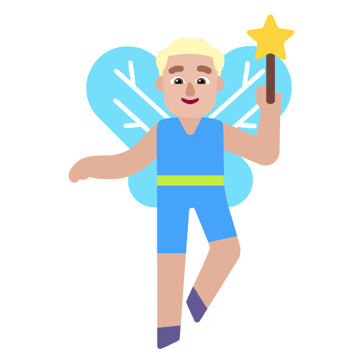 Microsoft design of the man fairy: medium-light skin tone emoji verson:Windows-11-22H2