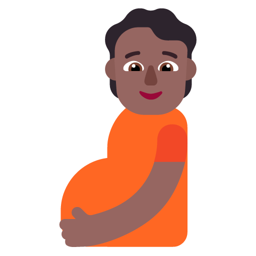 Microsoft design of the pregnant person: medium-dark skin tone emoji verson:Windows-11-22H2
