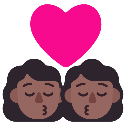 Microsoft design of the kiss: woman woman medium-dark skin tone emoji verson:Windows-11-22H2