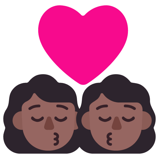 Microsoft design of the kiss: woman woman medium-dark skin tone emoji verson:Windows-11-22H2