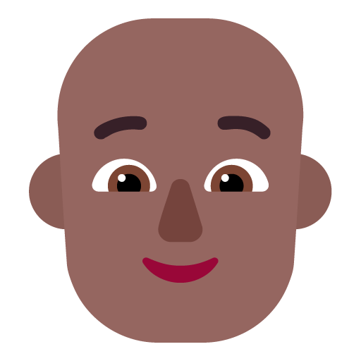 Microsoft design of the person: medium-dark skin tone bald emoji verson:Windows-11-22H2