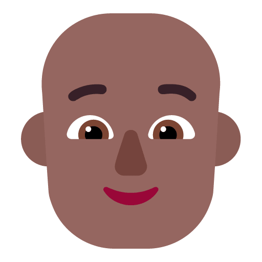 Microsoft design of the person: medium-dark skin tone bald emoji verson:Windows-11-22H2