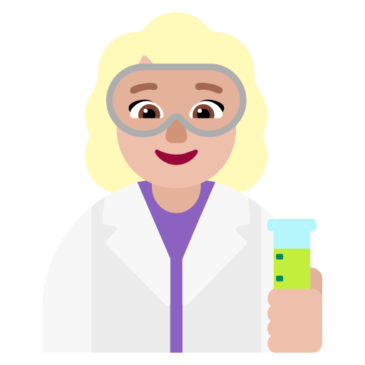 Microsoft design of the woman scientist: medium-light skin tone emoji verson:Windows-11-22H2