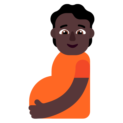 Microsoft design of the pregnant person: dark skin tone emoji verson:Windows-11-22H2
