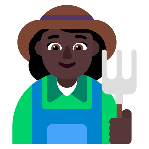 Microsoft design of the woman farmer: dark skin tone emoji verson:Windows-11-22H2