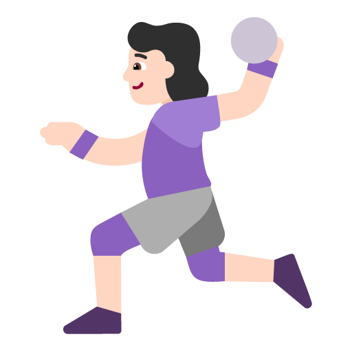 Microsoft design of the woman playing handball: light skin tone emoji verson:Windows-11-22H2