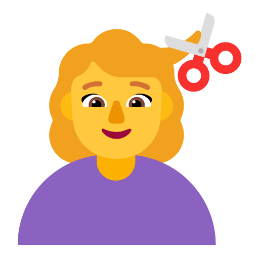 Microsoft design of the woman getting haircut emoji verson:Windows-11-22H2