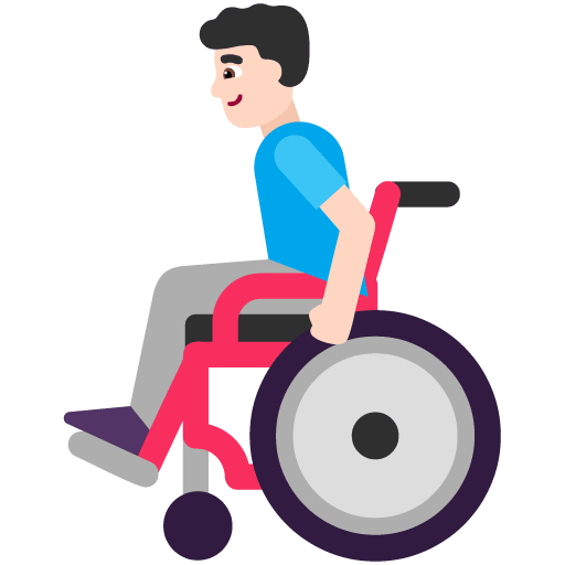 Microsoft design of the man in manual wheelchair: light skin tone emoji verson:Windows-11-22H2