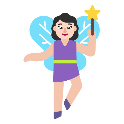 Microsoft design of the woman fairy: light skin tone emoji verson:Windows-11-22H2