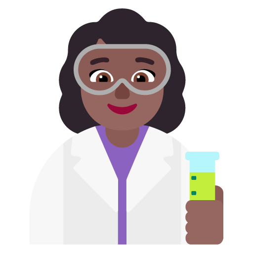 Microsoft design of the woman scientist: medium-dark skin tone emoji verson:Windows-11-22H2