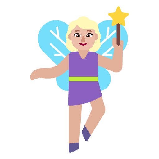 Microsoft design of the woman fairy: medium-light skin tone emoji verson:Windows-11-22H2