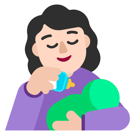 Microsoft design of the woman feeding baby: light skin tone emoji verson:Windows-11-22H2