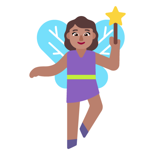 Microsoft design of the woman fairy: medium skin tone emoji verson:Windows-11-22H2