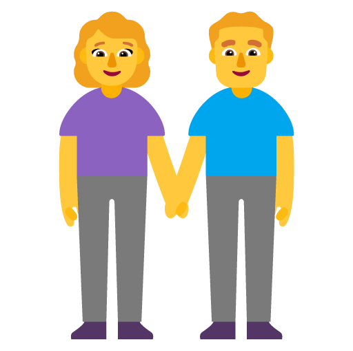 Microsoft design of the woman and man holding hands emoji verson:Windows-11-22H2