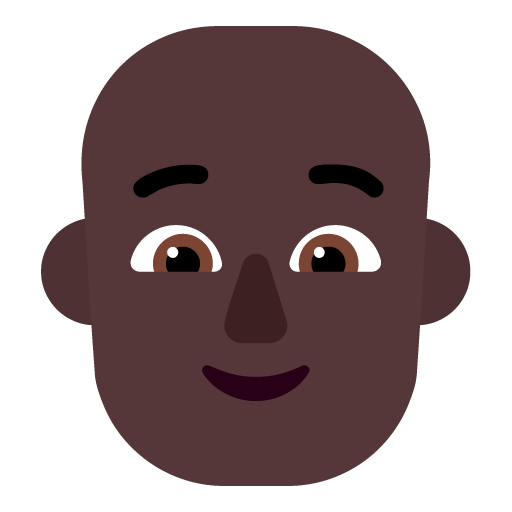 Microsoft design of the person: dark skin tone bald emoji verson:Windows-11-22H2